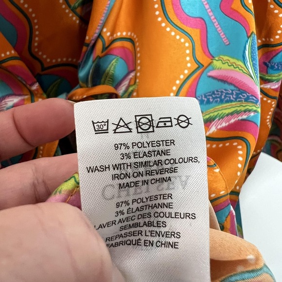 Chelsea Peers Pajama Set Womens Large 14 Orange Tropical Satin 2 Piece Wrap Top - Picture 7 of 16